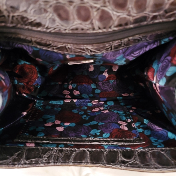 GUESS Purse Handbag Blue Gray Chain handle Faux Croc Logo Small Like New Logo G - Picture 9 of 11